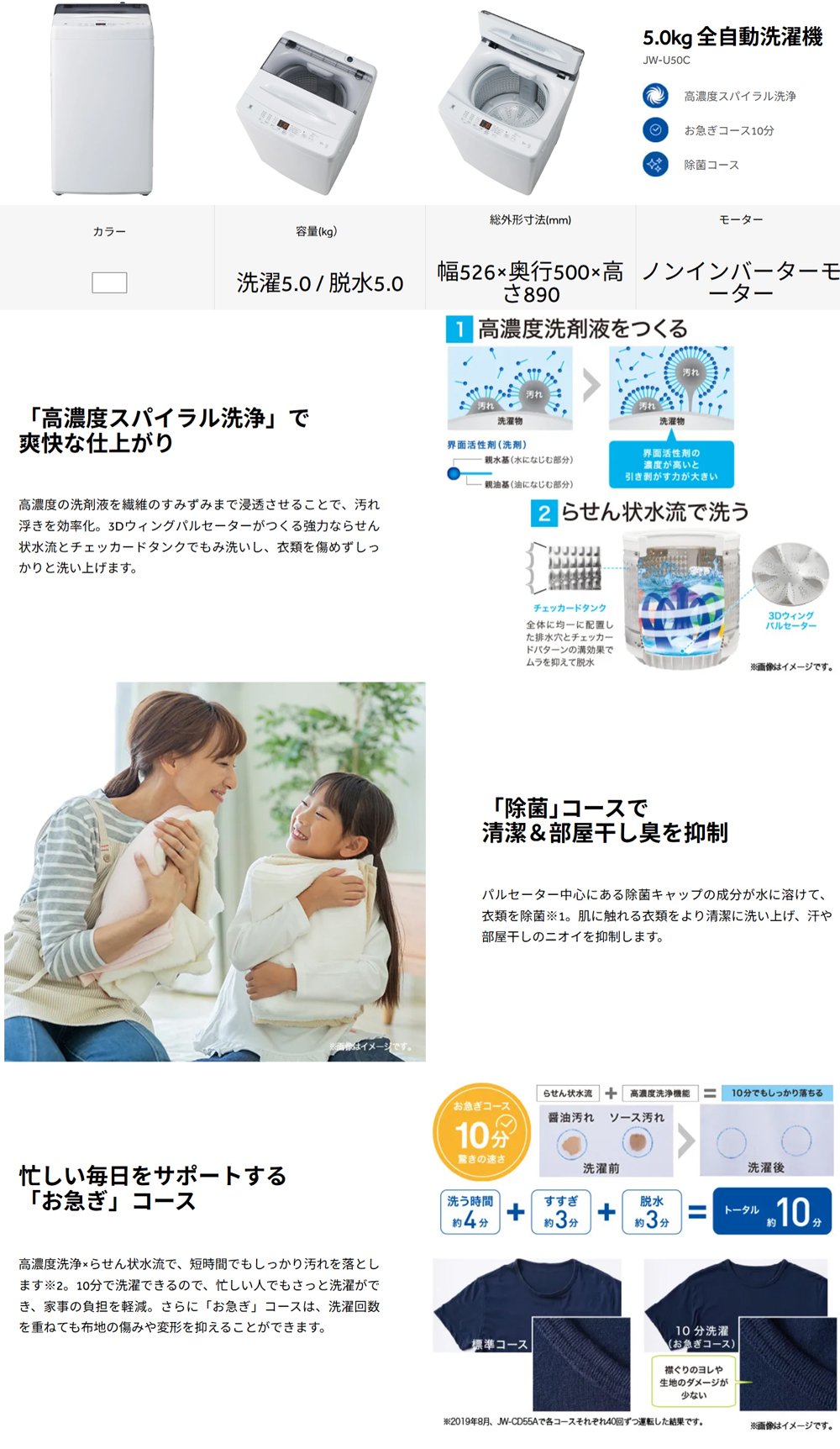 Haier ハイアール 洗濯機 5kg 縦型 全自動 高濃度スパイラル洗浄 JW