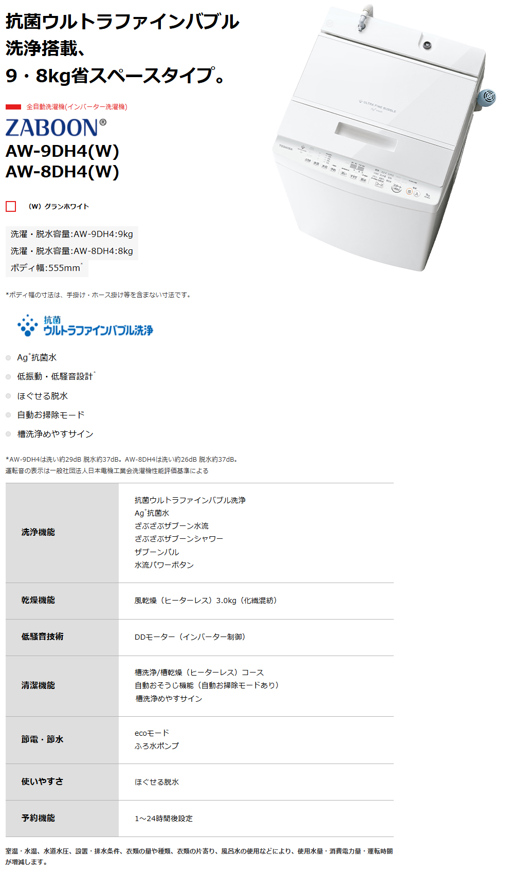 TOSHIBA（東芝） 洗濯機 9kg 縦型 全自動インバーター洗濯機 ZABOON AW