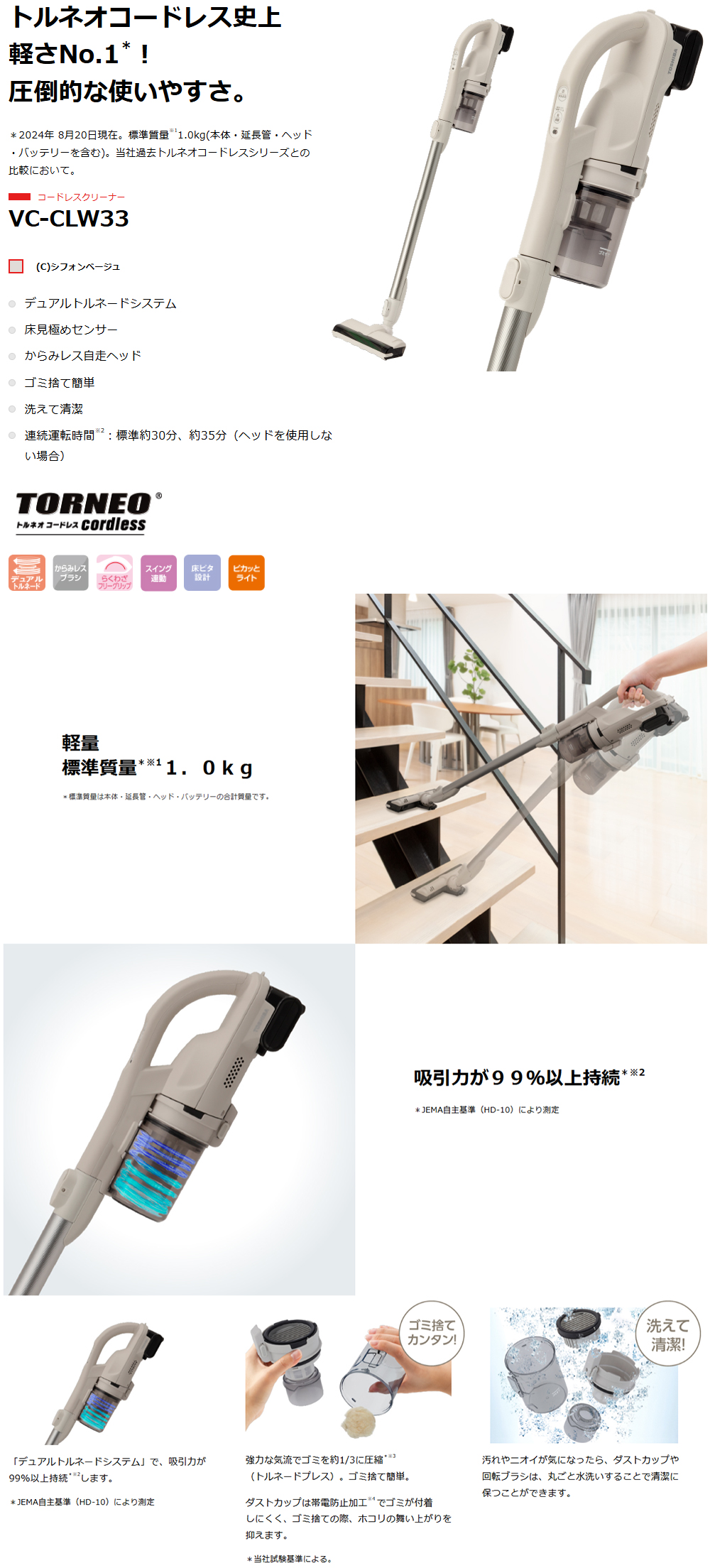 TOSHIBA（東芝） □掃除機 コードレス サイクロン式 TORNEO cordless