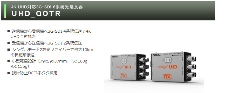 ADTECHNO エーディテクノ UHD_QOTR 4K UHD対応3G-SDI6系統伝送光延長器