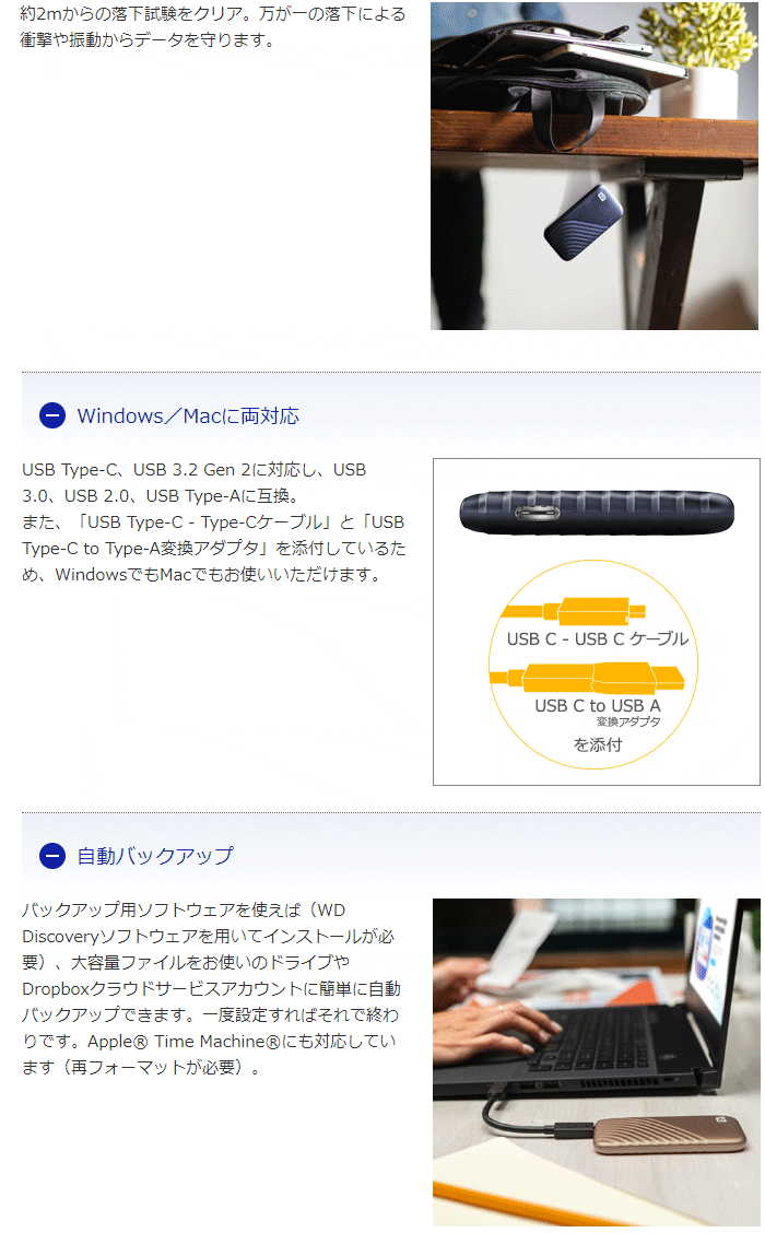 WESTERN DIGITAL ウエスタンデジタル USB 3.2 Gen 2対応ポータブルSSD