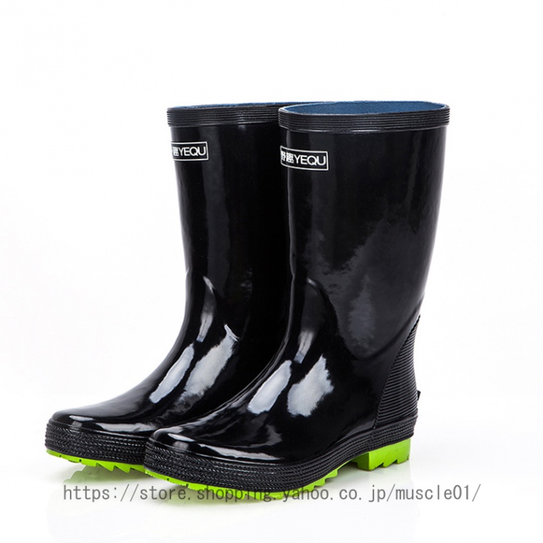 メンズ レインブーツ 黒 長靴 ワークブーツ スノーブーツ シンプル 雨靴 水に浮く軽量 ブーツ 完全防水 梅雨 耐滑 防滑 PVC製 アウトドア 梅雨対策 雪かき｜muscle01｜02