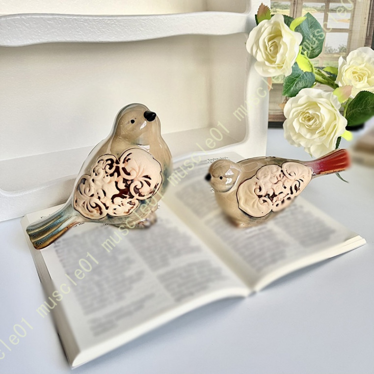 とり 飾り物 ガーデニング雑貨 鳥 セラミック 陶器 動物 雑貨 アニマル 置物 鳥の置物 友達 マスコット オブジェ かわいい マイクロ風景 かわいい｜muscle01｜02