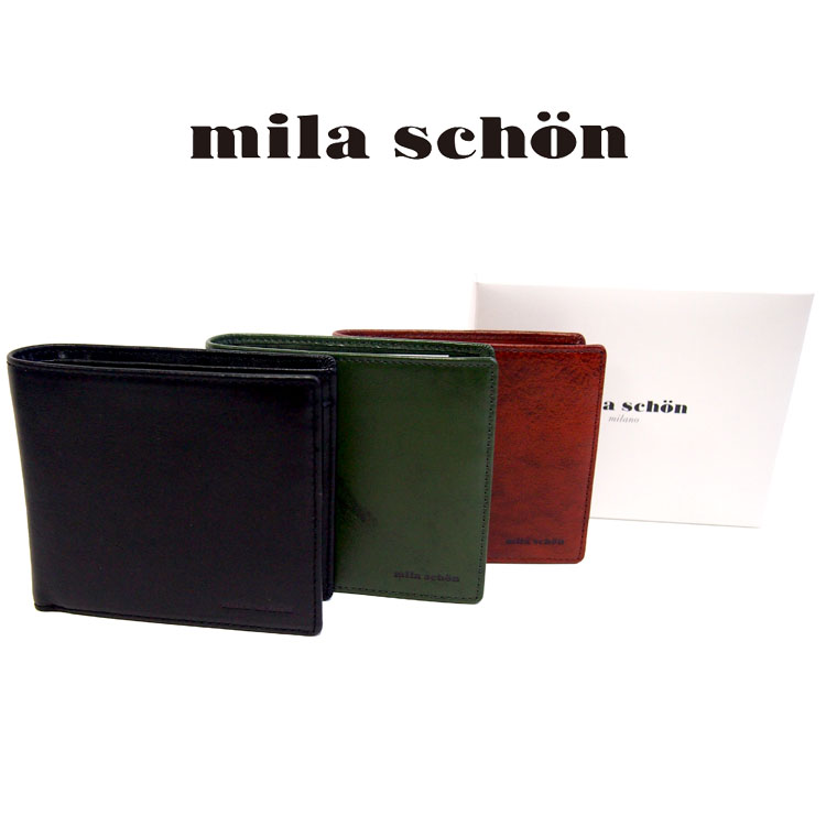 mila schon メンズ 財布 二つ折り財布 牛革 ミラショーン 折れ財布