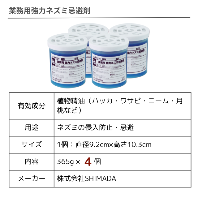SHIMADA 4個セット 置いて ねずみ忌避する薬 業務用強力ネズミ忌避剤