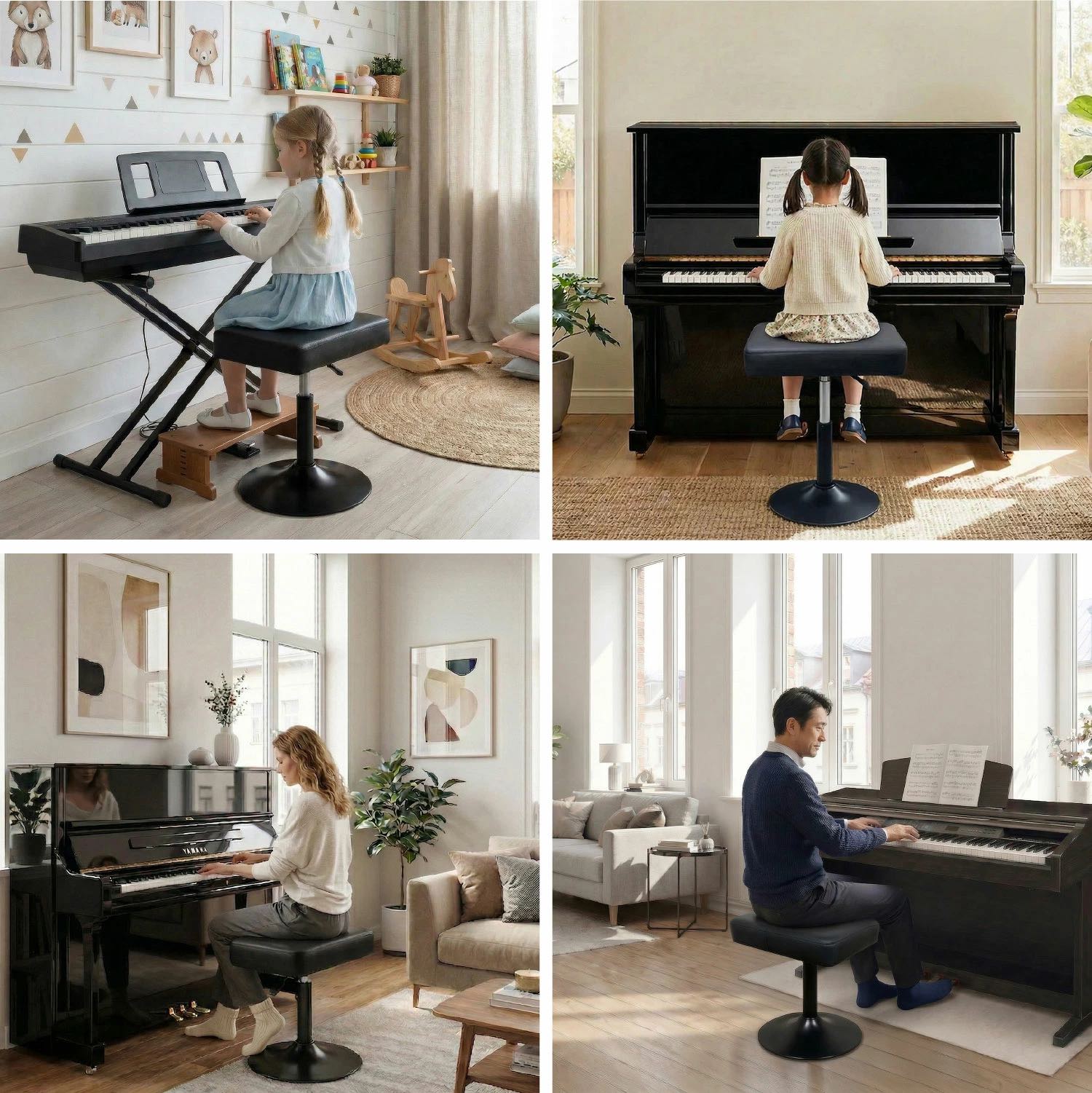 Behning & Sons ピアノ椅子 油圧式 ガス圧式 シングル シリンダー 無
