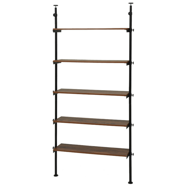送料無料　突っ張りラック5段　KTR-3156BR　横幅90cm　奥行24cm HAGiHARA（萩原） 突っ張り棚 突っ張りウォールラック 幅90cm 5段 壁面