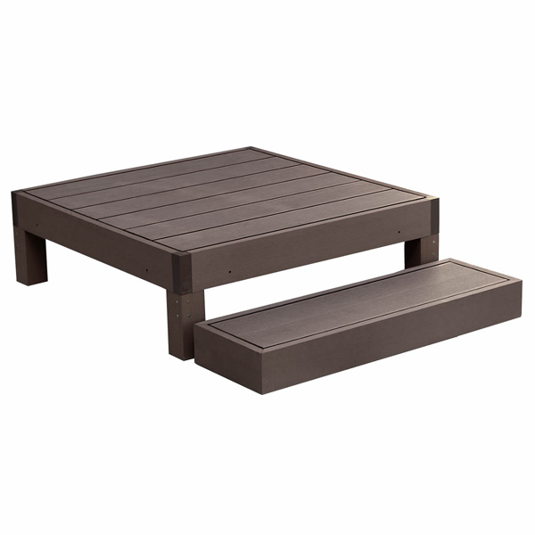 ウッドデッキ 縁台 90×90cm 1台 踏み台 ステップ付き ecofeel