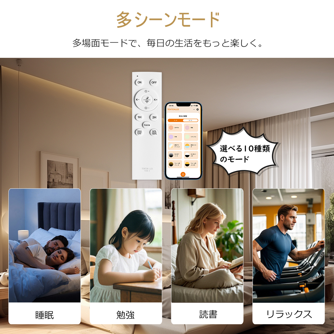 LED蛍光灯 リモコン付き 器具一体型 逆富士形 ledベースライト 40w