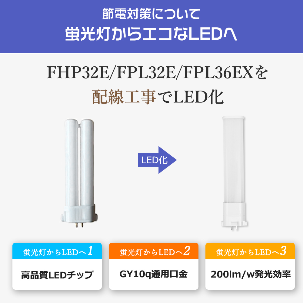 【100本】led蛍光灯 fhp32 fpl32 fpl36ex HFツイン1代替 コンパクト蛍光灯LED 18w 3600lm 口金GY10Q LED蛍光ランプ 天井照明 ライト led電球 led蛍光灯 led照明の画像