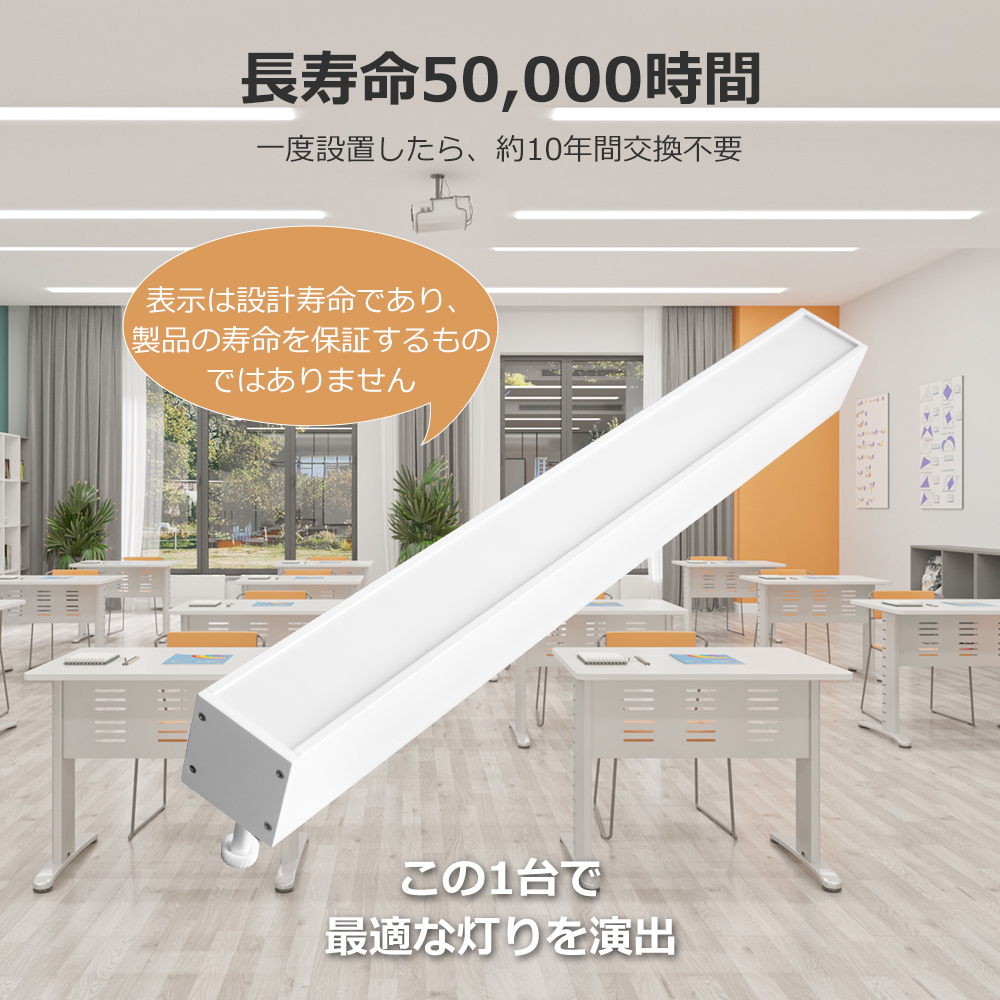 直管型シーリングライト 一体型LED蛍光灯 1M 薄型プラグ設計 レール