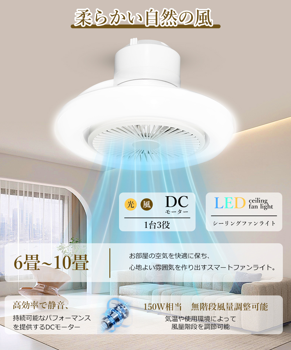 シーリングファンライト ファン付き照明 LED ファン付き