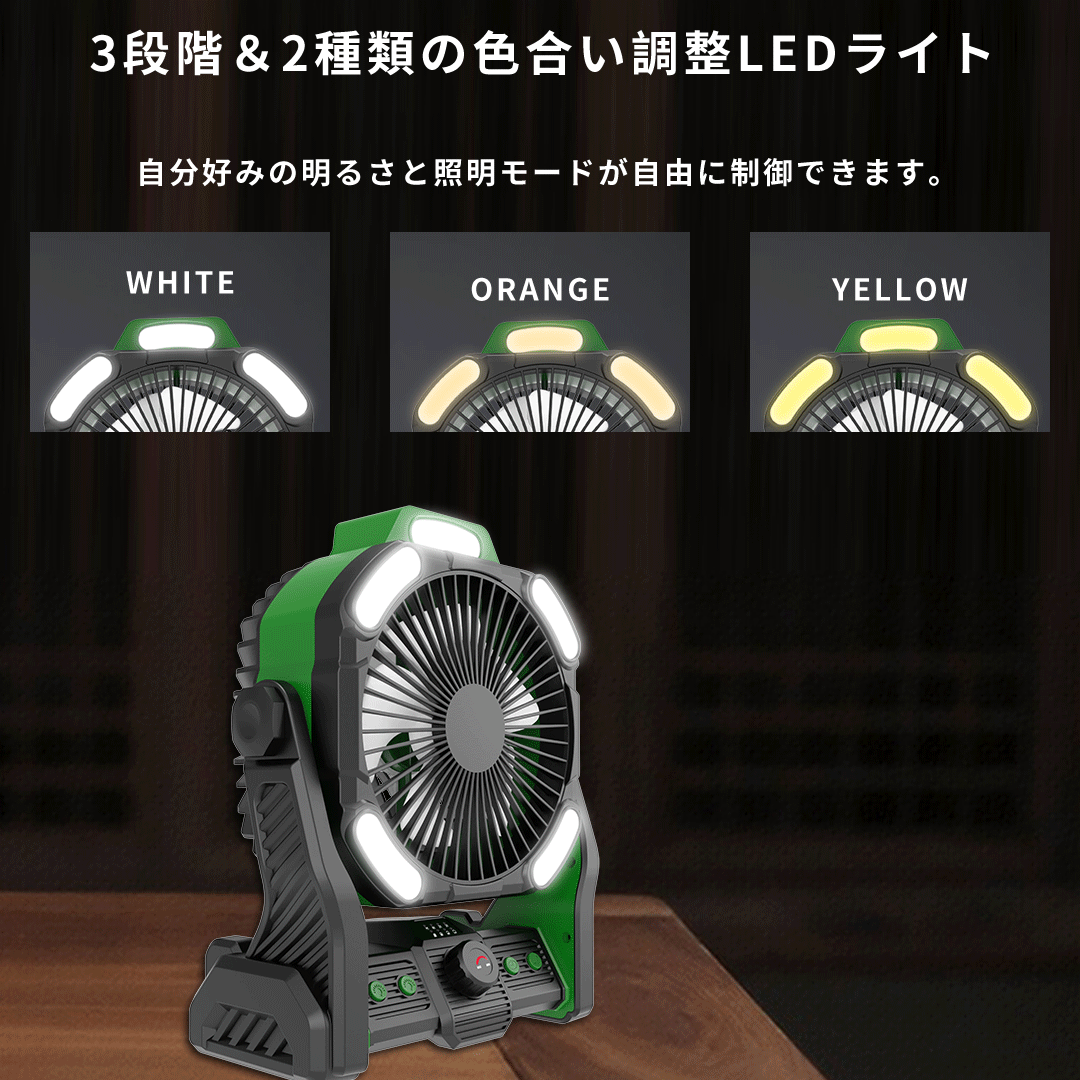 20000mAh大容量電池4段階風量調節＆高輝度LEDライト　キャンプ扇風機　3 Amazon | 【アウトドア専用】扇風機 充電式 20000mAh大容量