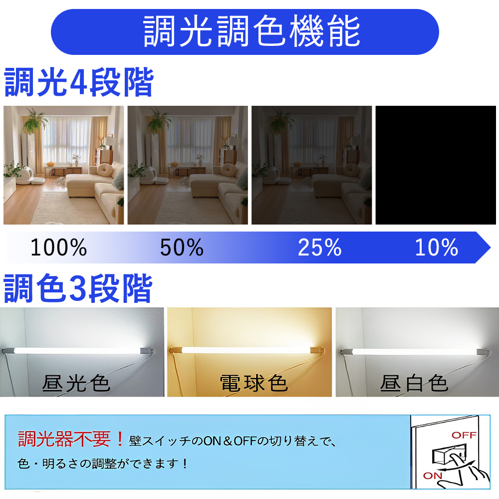 LED蛍光灯 調光調色 20W形 G13 回転...の詳細画像4