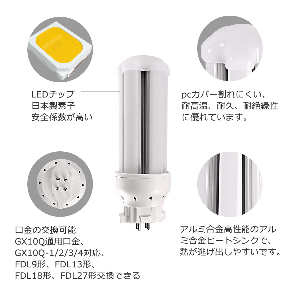 LEDコンパクト形蛍光灯 fdl27型 代替用ツイン蛍光ランプ 口金GX10q