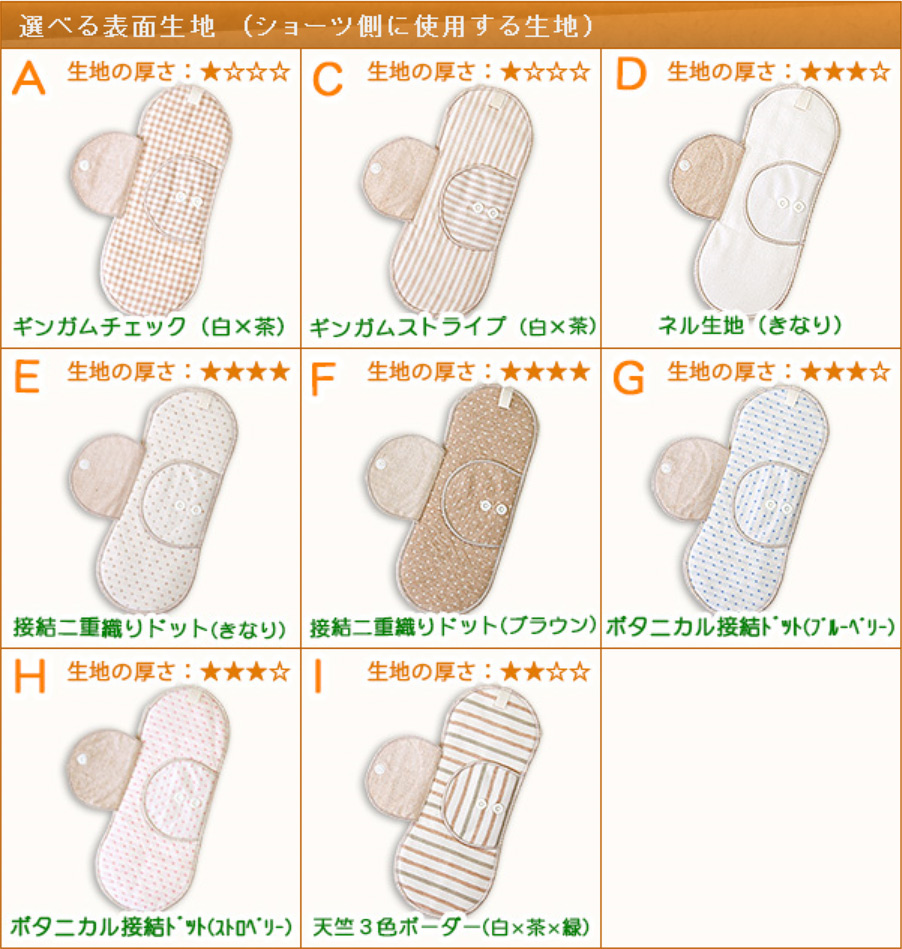 ミュッター布ナプキン・表面の生地