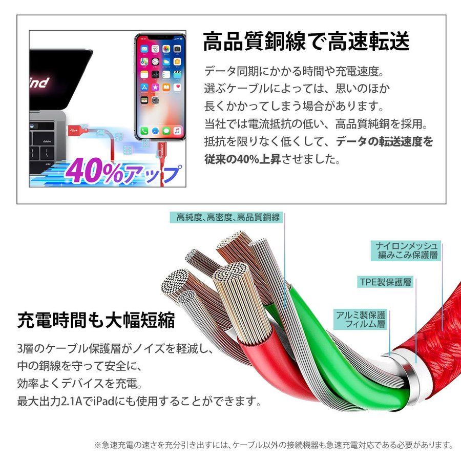 iPhone 充電ケーブル 充電器 コード 2m 2.5m 急速充電 断線防止 強化素材 iPhone13 12 11 se2 iPhone各種  モバイルバッテリー planetcord 180日保証 セール :muzi010141a3:SFスマートライフ - 通販 - Yahoo!ショッピング