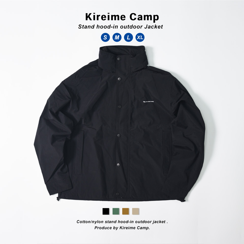 Kireime Camp アウトドアジャケット 万能 フルジップ スタンド