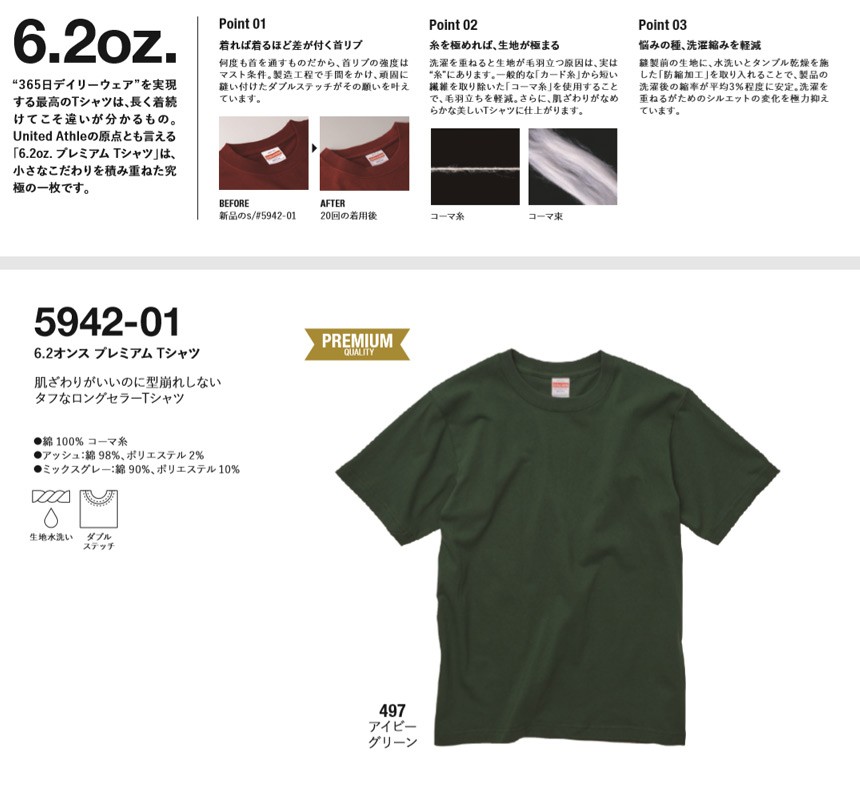 United Athle（ユナイテッドアスレ） tシャツ 半袖 メンズ 無地 キング
