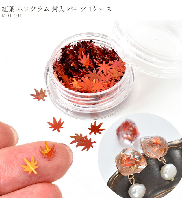 大好き MY 秋モチーフ 秋 □ 1ケース パーツ 封入 ホログラム 紅葉 mama ネイルパーツ