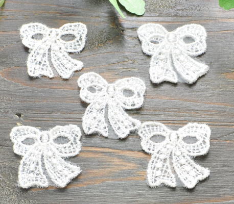 MY mama 訳あり レース ワッペン リボンモチーフ5枚 オフホワイト