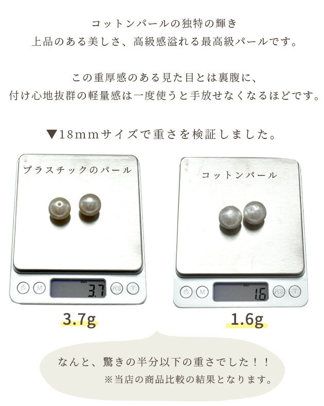 限定版 両穴 卸売りコットンパール 22mm ゆう 丸 日本製 全2色 40個入り ピアス