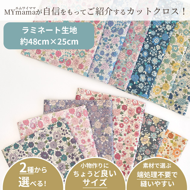 ラミネート生地 つや消し 有輪 シャモニー カットクロス 約48cm×25cm 6