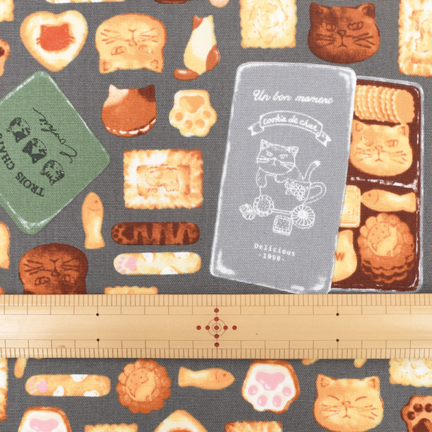 生地 布 布地 オックス オシャレ 可愛い ねこ クッキー缶 □ KOMU