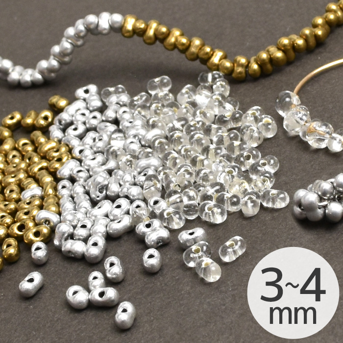 MY mama ドロップ ビーズ 全4種 約4〜5mm □ 勾玉 ガラス ゆめ