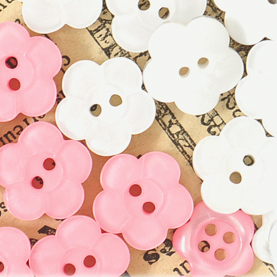 MY mama お花 プラボタン 20個入 ピンクのみ □ ハンドメイド 手芸