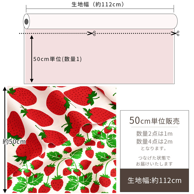 生地 布 布地 オックス 可愛い ストロベリー パーティ □ てんとうむし