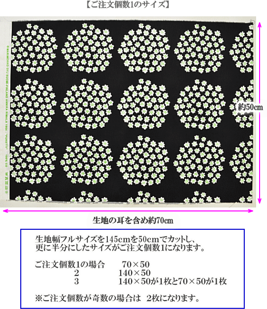 完売しました）marimekko プケッティ 生地 マリメッコ 70×50cm単位 