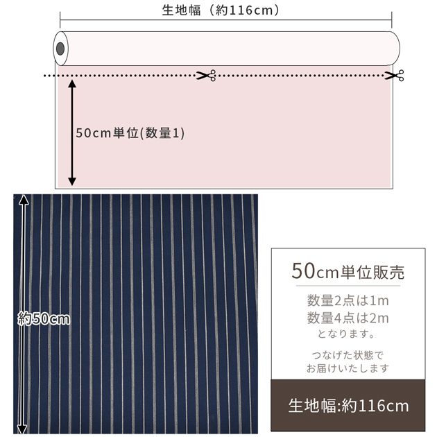生地 綿 布地 播州 ヴィンテージ スレーキー生地 ストライプ 先染め