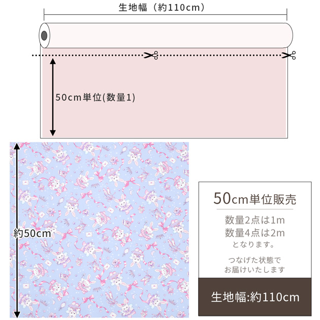 生地 布 布地 オックス バレリーナ バニー ゆめかわ 可愛い うさぎ