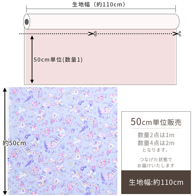 生地 布 布地 オックス 可愛い ゆめかわ ユニコーン ミュージック
