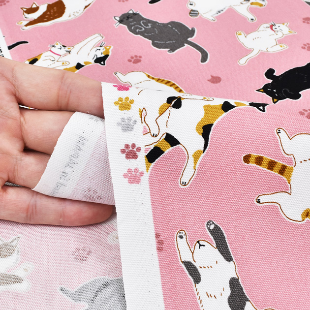 オックス 生地 可愛い へそ天 にゃんこ □ のんびり ANIMALS