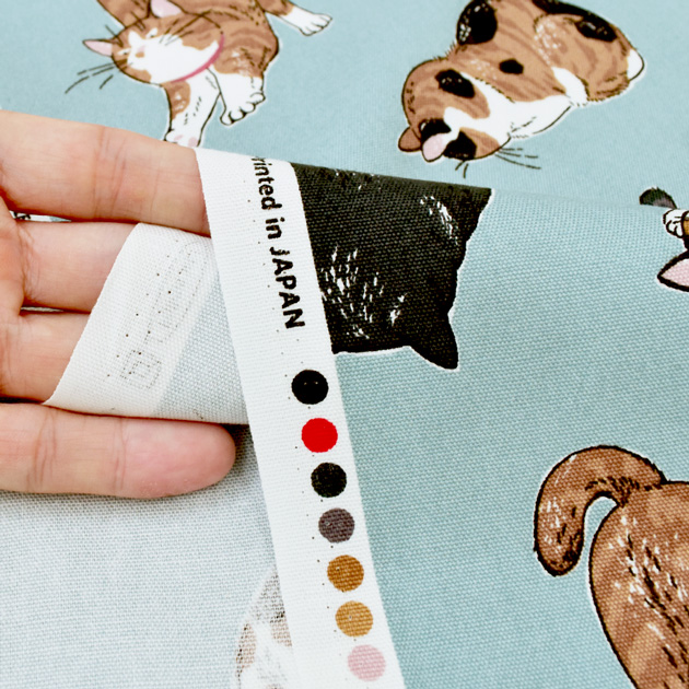 生地 布 布地 オックス まったり 猫 □ ねこ アニマル柄 三毛猫