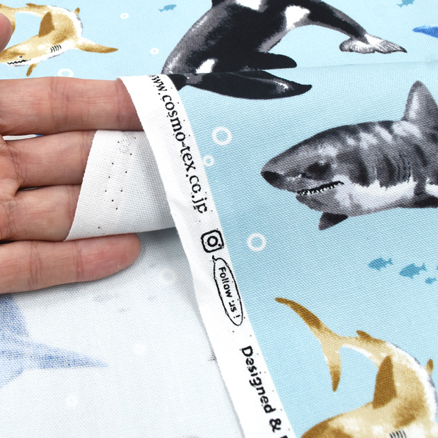 生地 布 布地 オックス シャーク ワールド □ 海の生き物 カッコいい