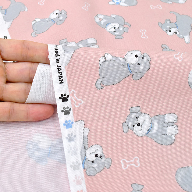 生地 布 布地 オックス 可愛い シュナウザー ＆ ボーン □ 犬柄 ボール