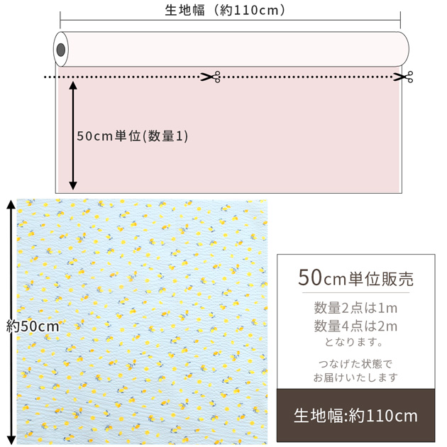 KIYOHARA 生地 布 布地 リップル生地 プチレモン □ フルーツ 果物