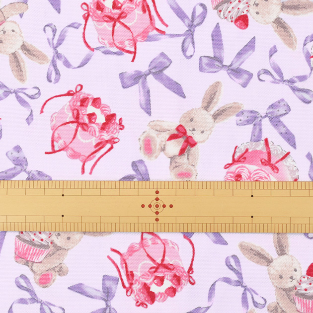 生地 クラシカルモダン ラビット リボン オックス □ かわいい うさぎ