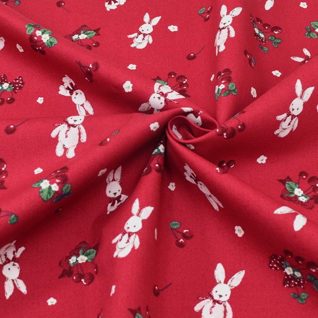 生地 布 布地 オックス クラシカルモダン ラビット チェリー