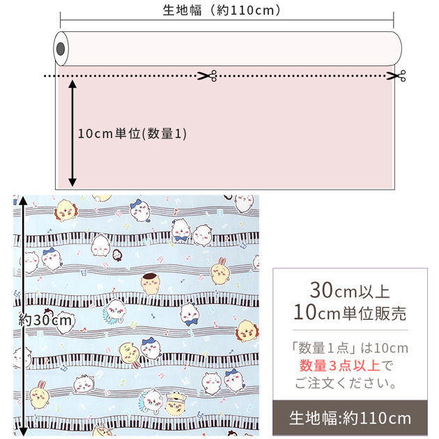 生地 布 布地 キャラクター オックス 可愛い ちいかわ ミュージック柄