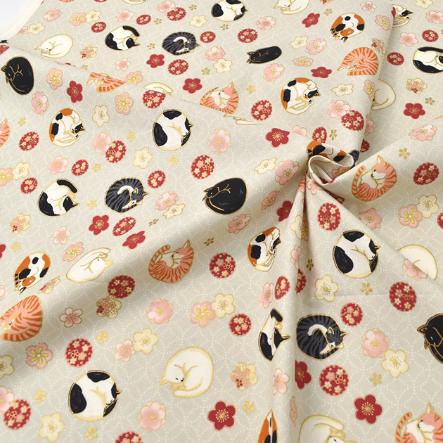 生地 布 布地 QUILT GATE キルトゲイト シーチング ネコ × うめ 百華