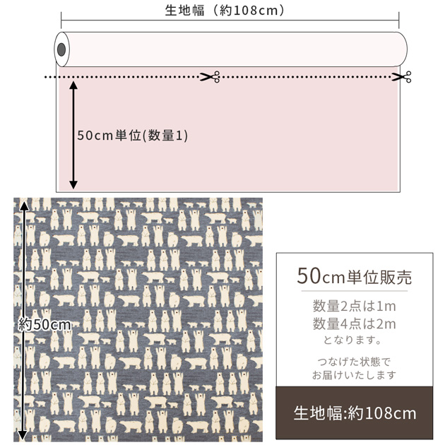 生地 ツイル 可愛い ばんざい しろくま □ おしゃれ 白熊 シロクマ