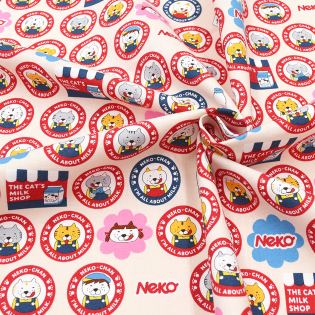 生地 布 布地 10番 コットン キャンバス 可愛い ペロ NEKO □ 動物