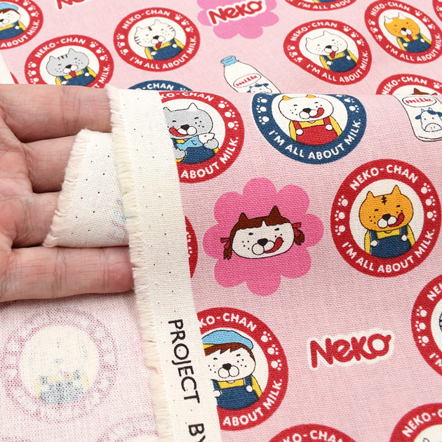 生地 布 布地 10番 コットン キャンバス 可愛い ペロ NEKO □ 動物
