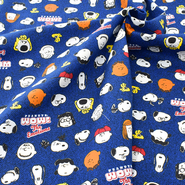 生地 オックス ピーナッツ SNOOPY フレンズ フェイス 柄 □ KOKKA
