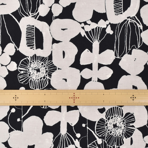 生地 布 布地 綿麻 シーチング Linnea ボタニカル ガーデン 花柄