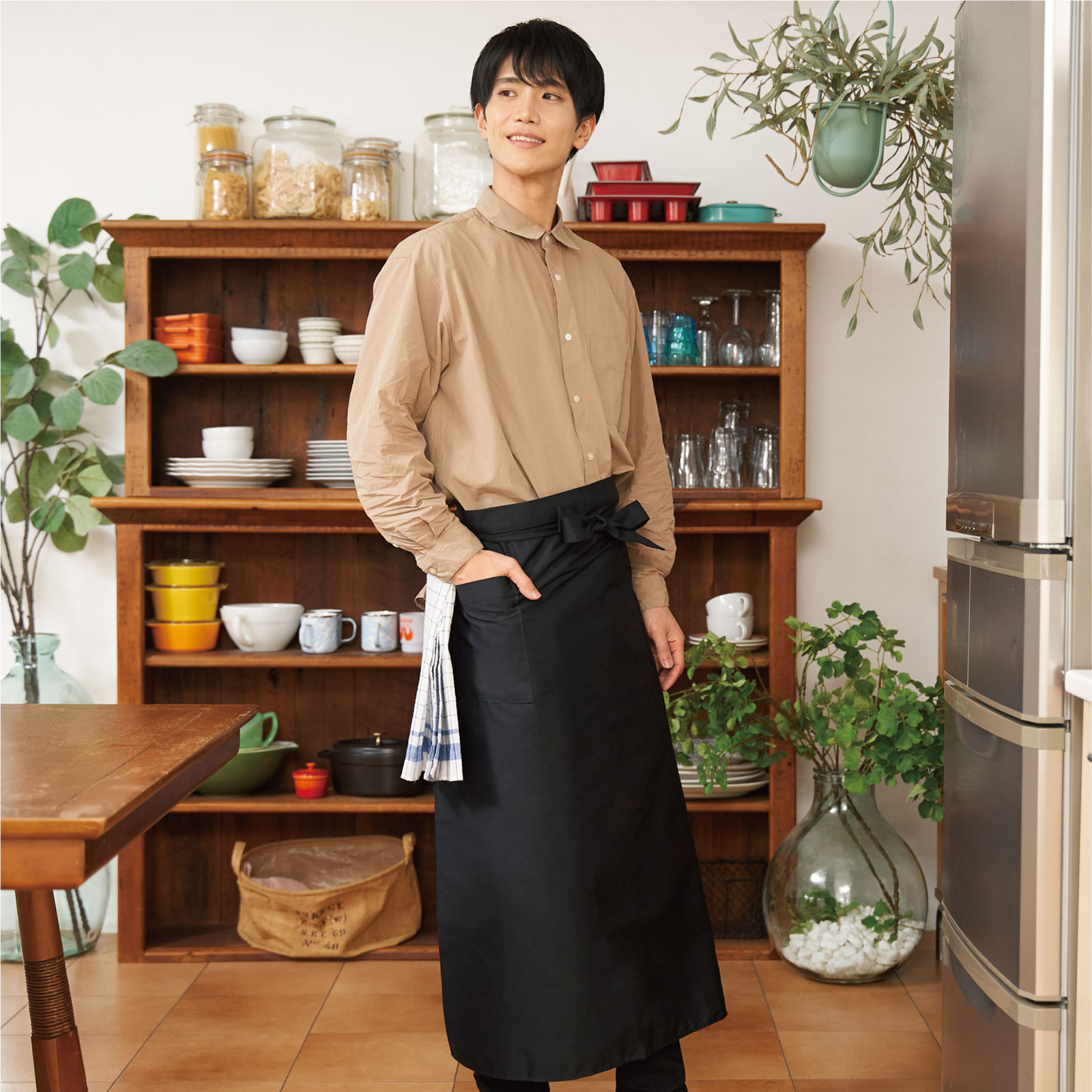エプロン 黒 前掛け タオルループ メンズ 大きい ソムリエ